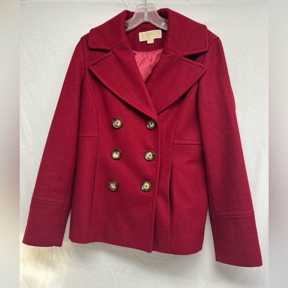 Vintage Michael Kors Wool blend Pea coat with tortoiseshell buttons. QuietLuxury